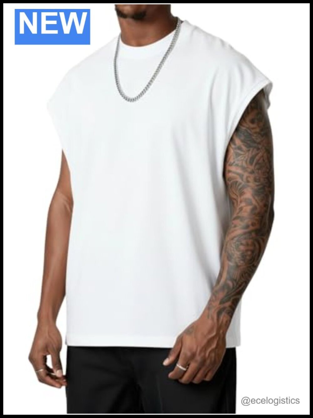 Men's Workout Sleeveless Tank Top Oversized Cut Off Muscle Gym T-Shirts Casual